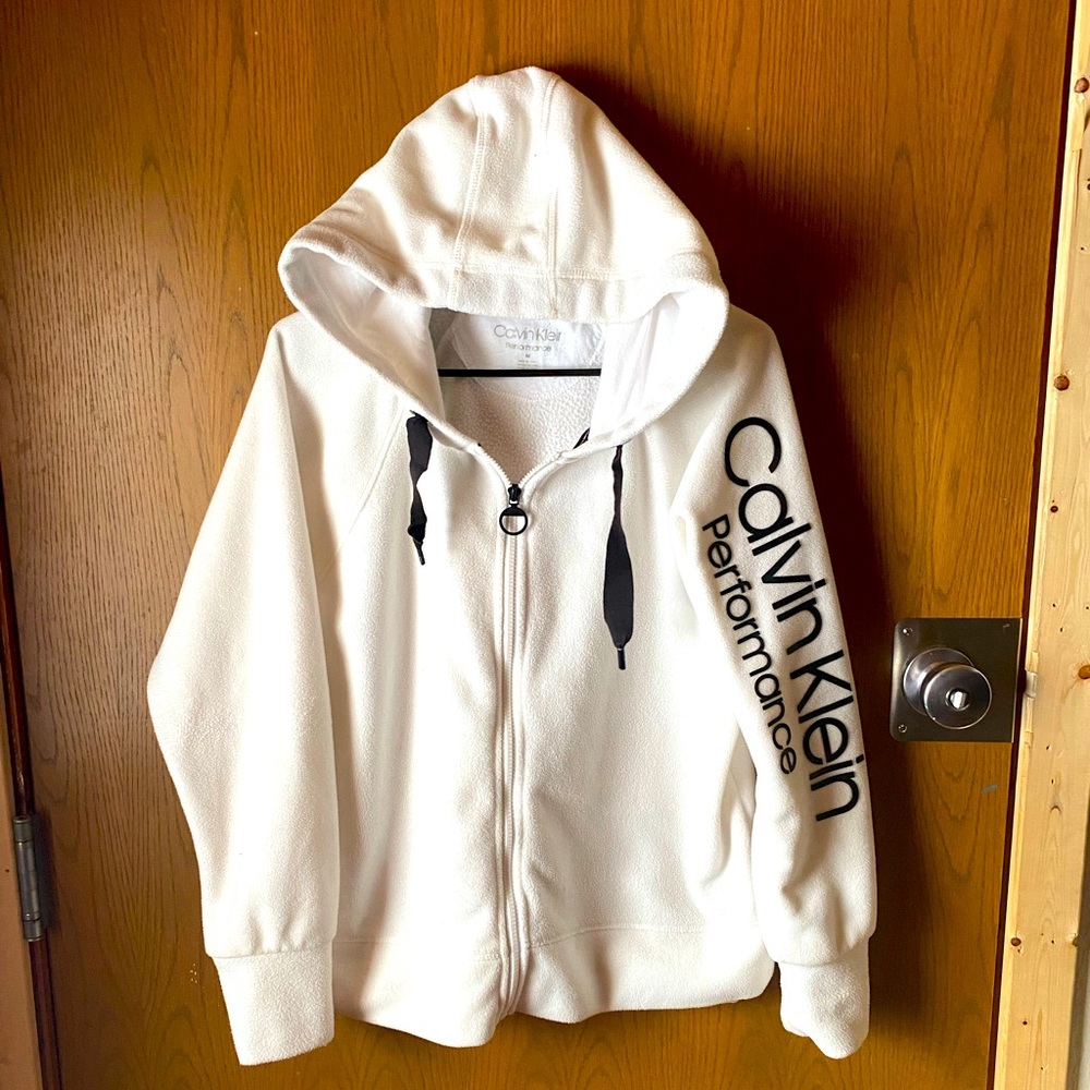 Calvin Klein White zip up hoodie